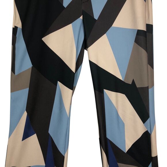 Funky Geometric Art to Wear Unisex Wide Leg Trouser Pants, 70s Style Knit SZ L - Picture 5 of 12